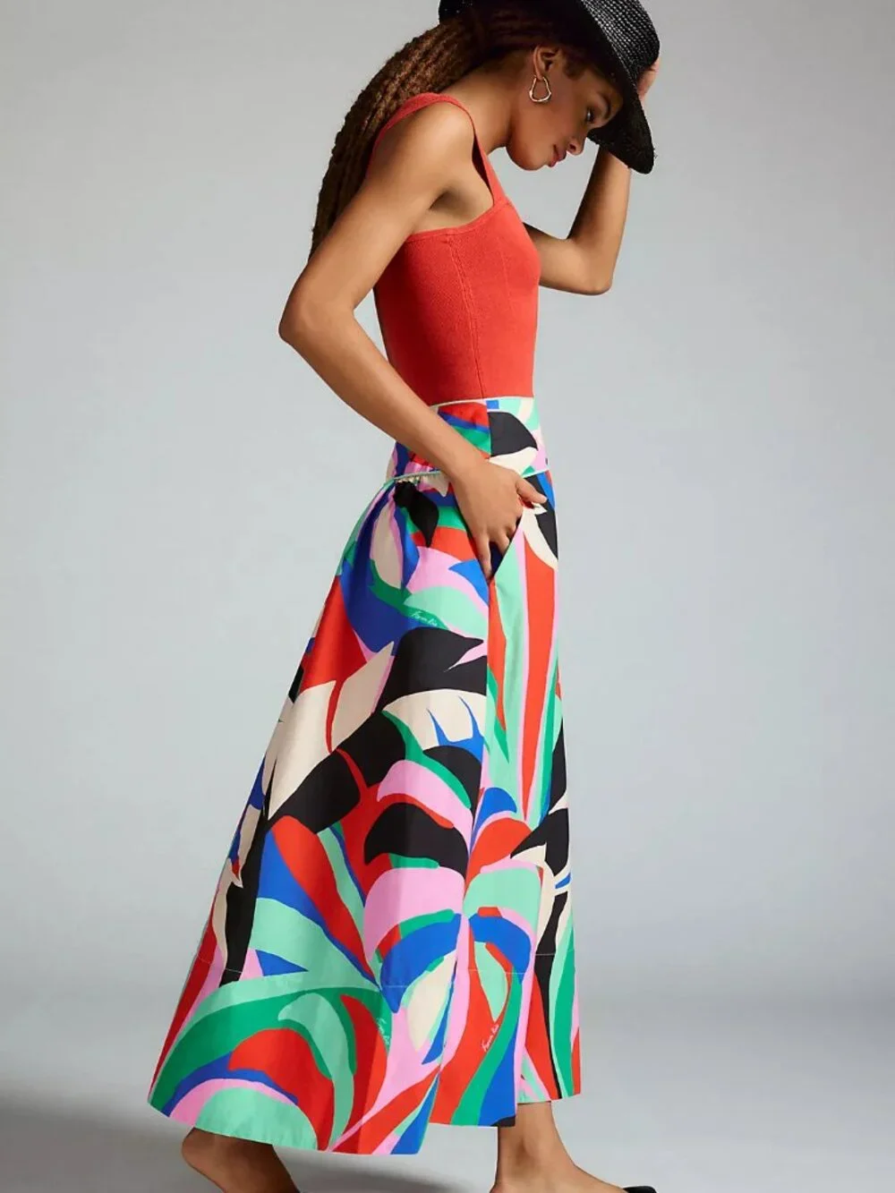 (altered) FARM RIO colorful monstera skirt (XS) - Picture 3 of 16